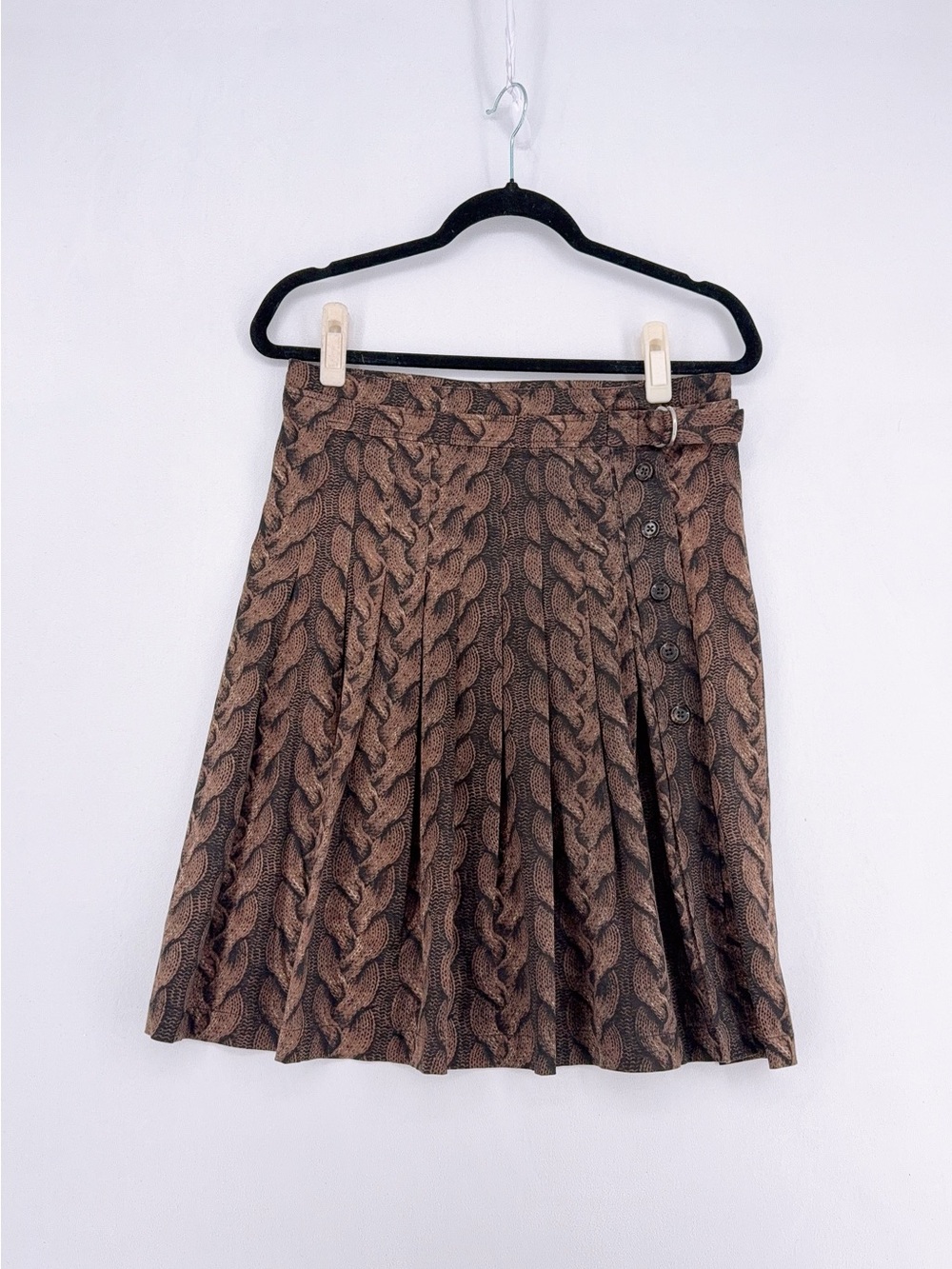 Samantha Sung Cable Knit Print Pleated Mini Skirt Size 4